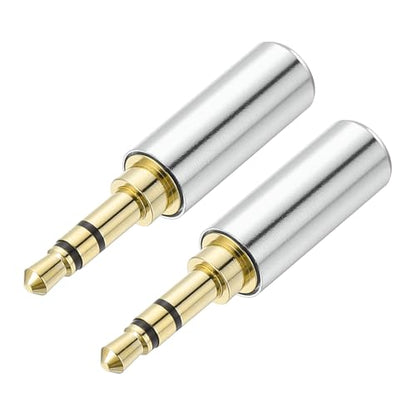 MECCANIXITY 3.5mm Replacement Repair Plug Jack, 3 Pole, Bright Silver 2Pcs - color: Bright Silver