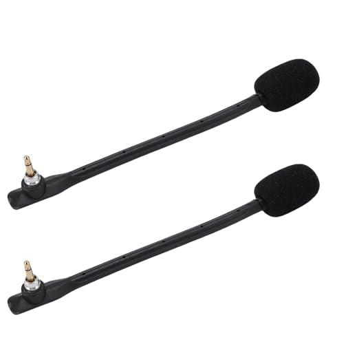 Yunseity 2pcs Replacement Microphones for Astro TR Headset Detachable Boom Mic with Noise Cancelling Clear Sound Gold Plated 3.5mm Plug (Black) - color: Black