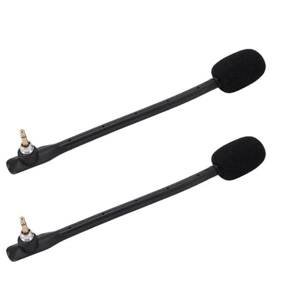 Yunseity 2pcs Replacement Microphones for Astro TR Headset Detachable Boom Mic with Noise Cancelling Clear Sound Gold Plated 3.5mm Plug (Black) - color: Black