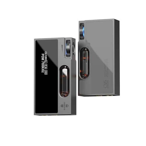 SHANLING UA7 Portable USB DAC Headphone Amplifier, Dual JAN6418 Vacuum Tube, ES9069 Hi-Fi Chip, 577mW@32Ω, Supports 768kHz/32bit PCM & DSD512, 3.5mm+4.4mm, OLED Display, Grey - color: Grey