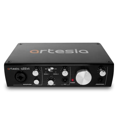 Artesia A22xt USB Audio Interface With 24Bit/96khz High-Resolution Recording, 48V Phantom Power, XLR Input, Professional Audio Interface for Music Production, Streaming, Podcasting