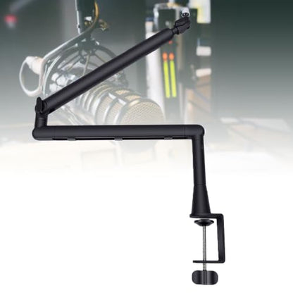 Studio Mic Arm with Cable Management, 5.7in Extension Pole, Adjustable Microphone Boom Arm for Podcast Recording
