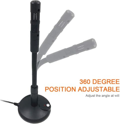 USB Desktop Microphone with LED Indicator, 360-Degree Adjustable Stand, Mute Button for PC, Laptop, Gaming, Streaming, Recording, Black