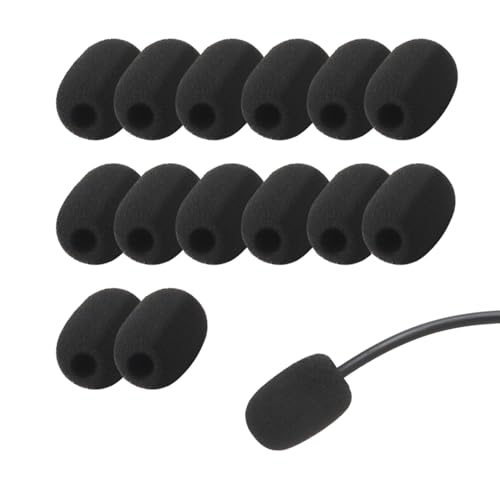15 Pack Foam Microphone Windscreen, Lapel Headset Microphone Sponge Mini Foam Cover Shield Protection for Variety of Headset (Black)