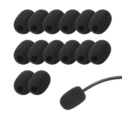 15 Pack Foam Microphone Windscreen, Lapel Headset Microphone Sponge Mini Foam Cover Shield Protection for Variety of Headset (Black)