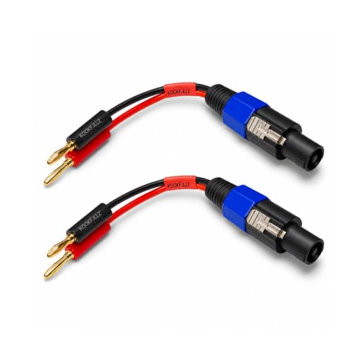 Speakon to Banana Plug Speaker Cables 2 Pack - 12AWG Gold Plated Professional Speaker Wire 6 Inch