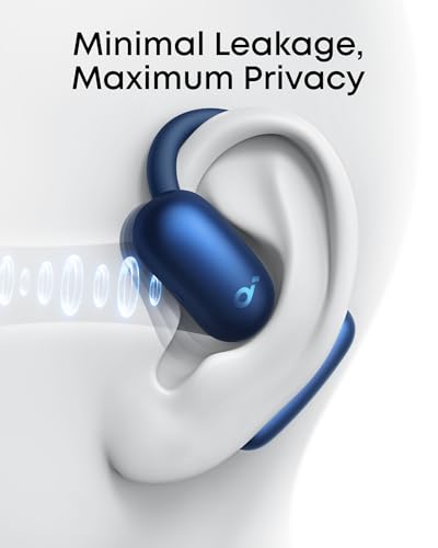 Soundcore AeroFit 2 by Anker Open Ear Earbuds, Open Ear Headphones, Earbuds | Real-Time Translation, 4 Adjustable Positions, 42H Playtime, Rich Bass, Hi-Res, IP55, AI Clear Calls, Wireless Charging - color: Abyss Blue, style: Standard