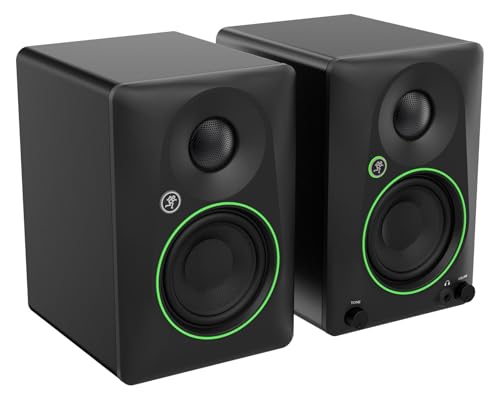 Audiosavings Bundle: Pair of Mackie CR3.5 3.5" Powered Studio Monitors with Tone Control Bundle with Pair of Rockville RHT8B Computer/Bookshelf Desktop Speaker/Studio Monitor Stands (2 Items)