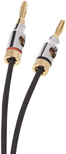 Amazon Basics Banana Plug 16AWG Speaker Cable Wire, CL2 Rated for in-Wall Use, Gold-Plated Banana-Tip Plugs (4mm), Oxygen-Free Copper, 6 Foot, Black - size: 6 Foot