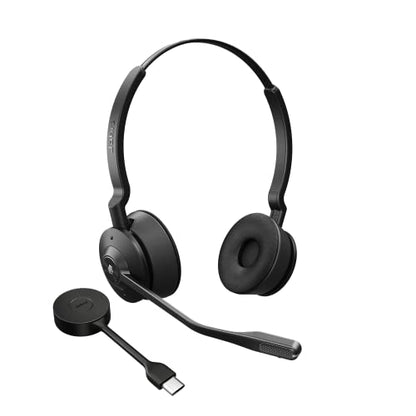 Jabra Engage 55 SE (Second Edition) Dual-Ear Wireless Headset w/Link 400 USB-C DECT Adapter – Noise-Cancelling Microphone, Extensive Range – Works with All UC Platforms Like Google Meet & Zoom, Black - size: USB-C Adapter, style: All Platforms