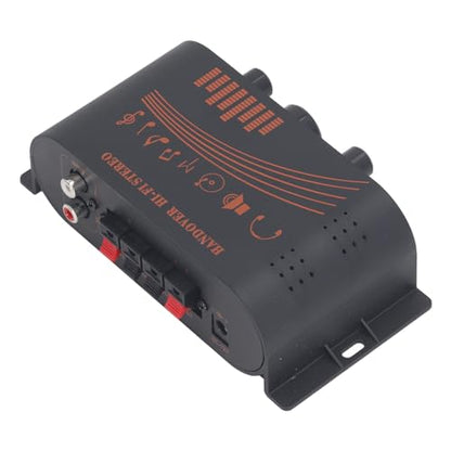 Marhynchus HiFi Power Amp Mini Stereo Amplifier, Aluminum Body 2 Channel 20W X 2 with Treble Bass Volume Control, DC12V Sound Stereo Amp for Car Home Desktop Phone Computer MP3