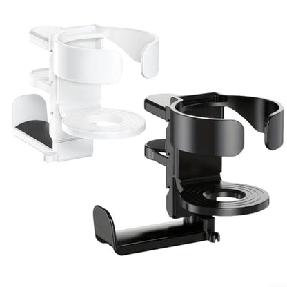 Under Desk Organizer Cup Holder and Headphone Hanger 2 in 1 Adjustable Clamp for a Cleaner Workspace (Black) - color: Black
