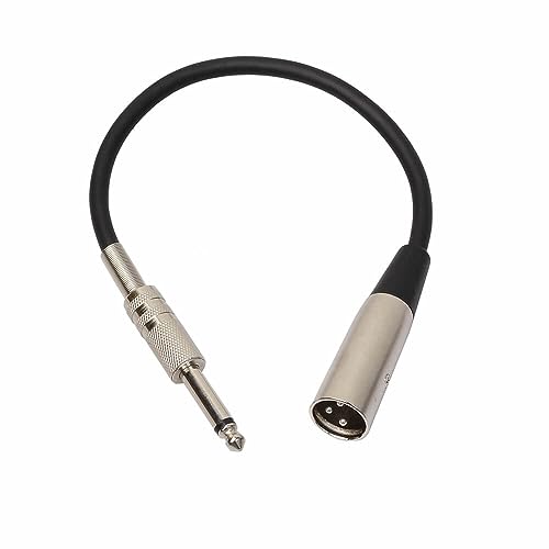Elecbee Microphone Cable XLR 3-Pin Male to 1/4 Inch (6.35mm) Male Plug TRS Microphone Audio Cable Audio Connector for Amplifiers Instrument 30cm（11.8inch）