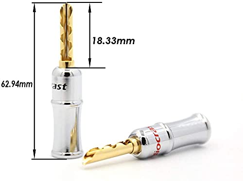 Tertullus 8 Pcs BFA Banana Plugs Banana Connectors forSpeakwe Wire 24k Gold Plated Screw Locking Plug for HiFiDIY Speaker Wire,Insulated Connector, Home Theater - size: Banana8-BFA-w
