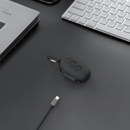 Geekria Silicone Case Cover Compatible with Samsung Galaxy Buds+ True Wireless Earbuds, Protective Carrying Case with Keychain Hook, Charging Port Accessible (Black)