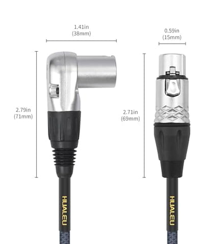 4Ft Right Angle 3Pin XLR Male to 3Pin XLR Female Audiao Cable, Mixer, Microphone,Amplifier Audio Cable - 2-Pack - size: 4Feet