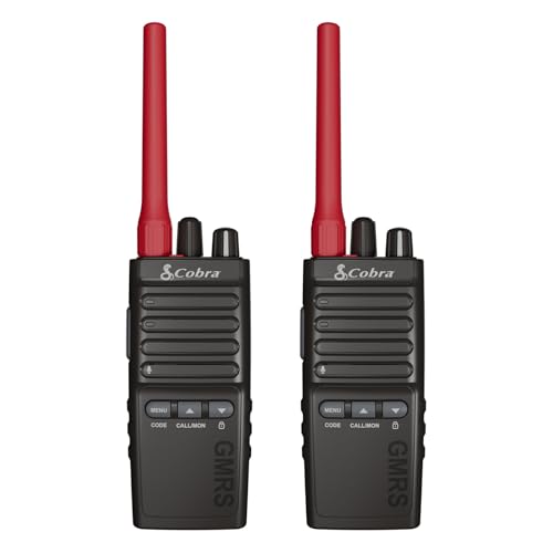 Cobra Trailblazer 500 GMRS Radio (2-Pack), IP54 Rugged No-Display Design | 2.5W Long Range Walkie Talkies, 16hr Battery, Swivel Holster, Programmable Software, Removable Antenna, Repeater Compatible