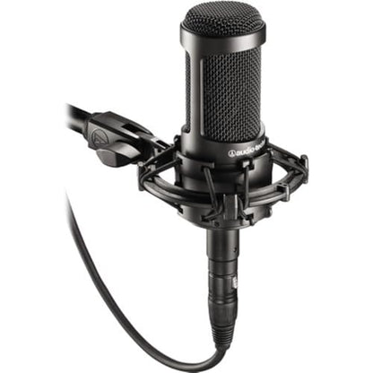 Audio-Technica AT2035 Cardioid Condenser Microphone Bundle with Pop Filter + XLR Cable + Microphone Desktop Stand + Microfiber Cleaning Cloth (5 Items)
