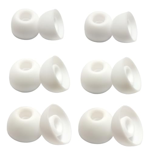 Universal Silicone Replacement Ear Tips/Oval Earbuds Tips for 4mm-7mm LMS | 6 Pairs Rubber Tips Secure Fit & Noise Isolation, White - color: Oval-White