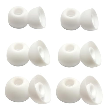 Universal Silicone Replacement Ear Tips/Oval Earbuds Tips for 4mm-7mm LMS | 6 Pairs Rubber Tips Secure Fit & Noise Isolation, White - color: Oval-White