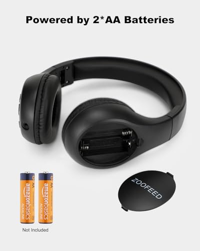 Portable Personal FM Radio Headphones with Best Reception, Wireless Headset FM Radio Ear Muffs for Walking, Jogging Powered by 2 AA Batteries(Not Included) -Black