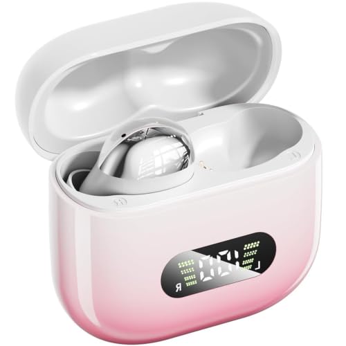 OceanSounds Wireless Bluetooth Earbuds, Rechargeable in Ear Earbuds with Charging Case, Bluetooth 5.4 Wireless Earbuds, Deep Bass Stereo Headphones for Sports, Workout, Travel and Daily Use(Pink)