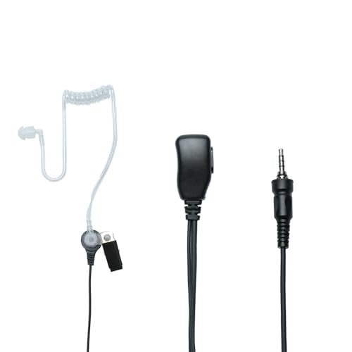 Tube Earpiece 3.5mm Threaded Compatible with Yaesu VX-6R HX400 | 3.5mm 4-pole threaded, acoustic tube, in-line PTT mic; Compatible with VX-7R FT-270R HX210 HX370s HX890 EVX-S24