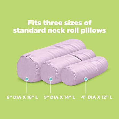 Cotton Neck Roll Pillowcase - Hypoallergenic and Smooth Natural Fabric Pillow Protector - Soft and Breathable Sateen Weave Pillow Cover with Enclosed Sleeve Design - Made in USA - Pink, 6" x 16" - color: Pink (Sateen Weave), size: 6" x 16"