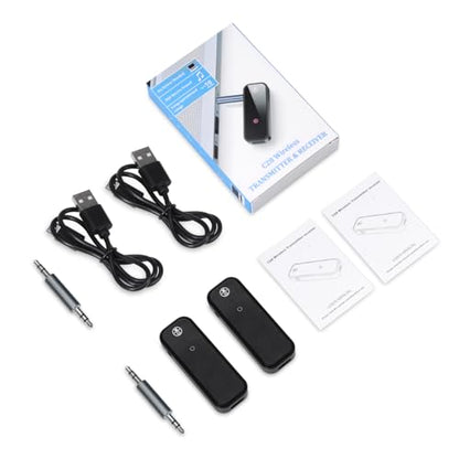 2 Pack Aux Bluetooth Adapter for Car, 2 in 1 Bluetooth 5.3 Transmitter Receiver for Headphones Car Home Audio Speaker, Portable 3.5mm Wireless Audio Receiver, Hands-Free Call