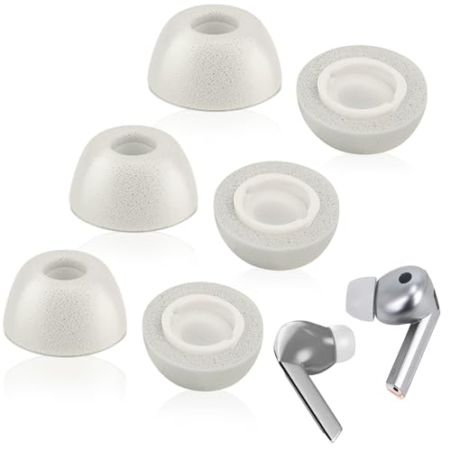 Ear Tips for Galaxy Buds3 Pro - Memory Foam Replacement Earbuds for Samsung Buds 3 Pro, Compatible with Samsung Galaxy Buds 3 Pro Accessories, XL/L/M (3 Pairs) (Whitegrey)