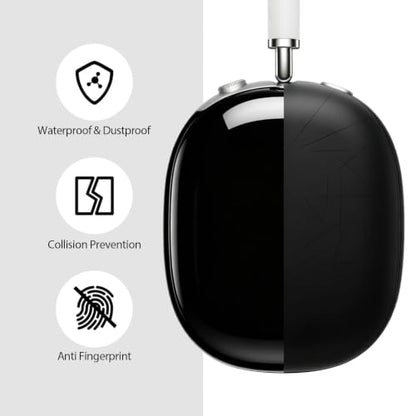 MOLOPPO Case Cover for AirPods Max Headphones, Shell Skin Anti-Scratch PC Hard Case, Transparent Accessories Ultra Protective Cover for AirPods Max 2/1 (2026/2024/2020)(USB-C/Lightning), Black - color: A-Glossy Black