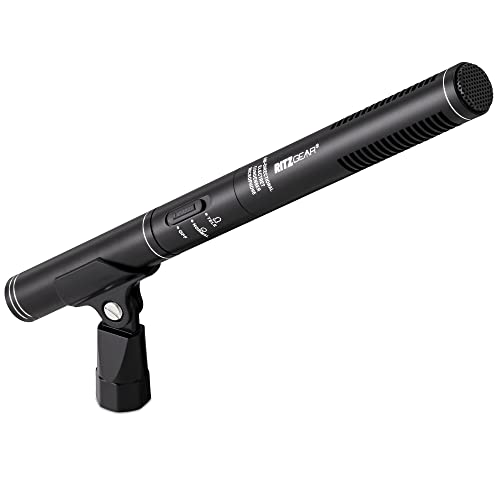 Professional Video & Broadcast Microphone | 10.8" Unidirectional Condenser Shotgun Mic for Indoor & Outdoor Film, Interview & Studio Recording for Camcorders and DSLR Camera - Black