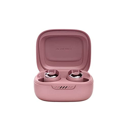 JBL Live Free 2 - True Wireless Noise Cancelling Earbuds, Up to 35hrs of Playtime, 6 mics for Perfect Calls with Zero Noise, IPX5 Waterproof, Oval Tubes for Better Comfort, Isolation, & bass (Rose) - color: Rose