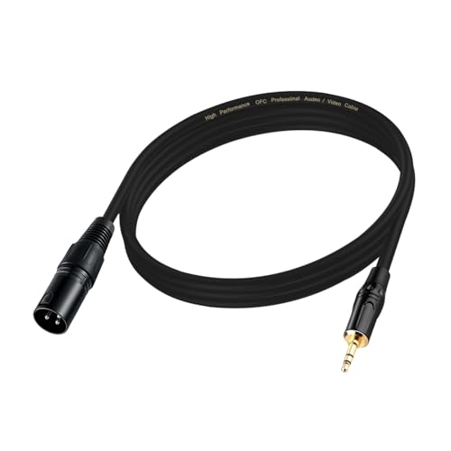 3.5mm to XLR Cable 6.6FT, Unbalanced 1/8 Mini Jack TRS Stereo Male to XLR Male Microphone Audio Cable, 24K-Gold-Plated Contacts for the cleanest Sound Experience - size: 6.6FT, style: 3.5 to XLR Male