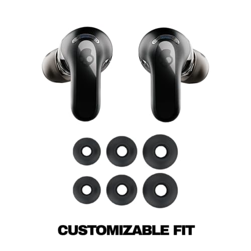 Skullcandy Rail ANC Active Noise Cancelling Wireless Earbuds - True Black | In-Ear, Bluetooth Headphones, Noise Cancellation, 38 Hours Battery, Microphone for iPhone Android, Customizable Sound - color: True Black