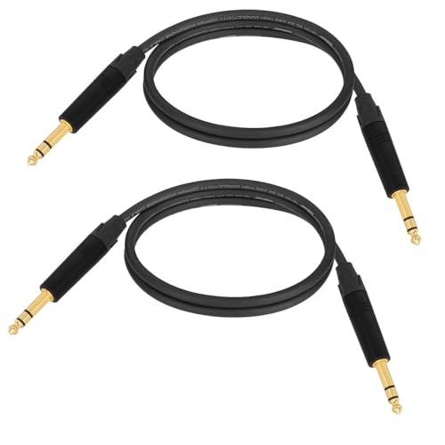 Premium TRS Guitar Cable 6.35mm TRS Balanced Stereo Audio Cable 3FT 2-Pack - size: 3ft