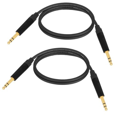 Premium TRS Guitar Cable 6.35mm TRS Balanced Stereo Audio Cable 3FT 2-Pack - size: 3ft