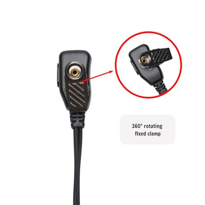 2-Pin in-Ear Earpiece Compatible with Kenwood TK-3107 2-Pack | Inline PTT mic, 360 degree lapel clip, soft silicone eartip, hands-free talk, fits Baofeng UV-5R UV-82 BF-888S