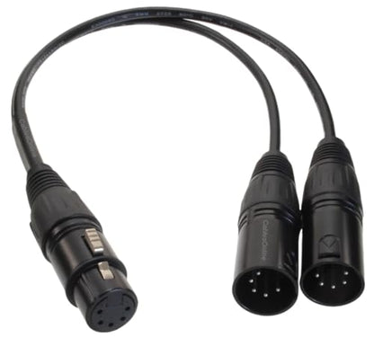 CablesOnline, 1ft XLR 5-Pin 1-Female to XLR 5-Pin 2-Male Y-Splitter Cable, X5-Y001
