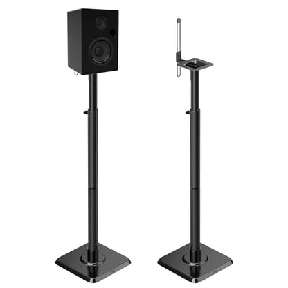 Mounting Dream Height Adjustable Speaker Stands for Bookshelf Speakers | Universal Fit, 11 lbs Capacity, Set of 2 for Bose Polk JBL Sony Yamaha - 42" Max Height - size: 9.4" W x 18" H Speaker