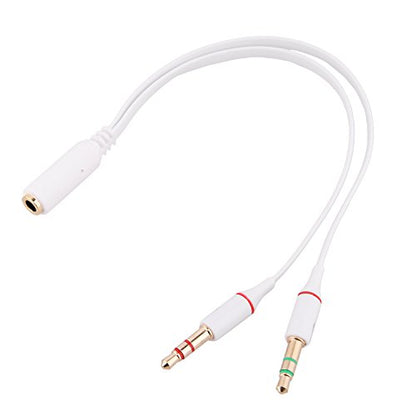 2 in 1 Combo Transducer Headphone Audio Cable Audio Line 3.5mm Audio Splitter Adapter for Microphone Earphone (White) - color: White