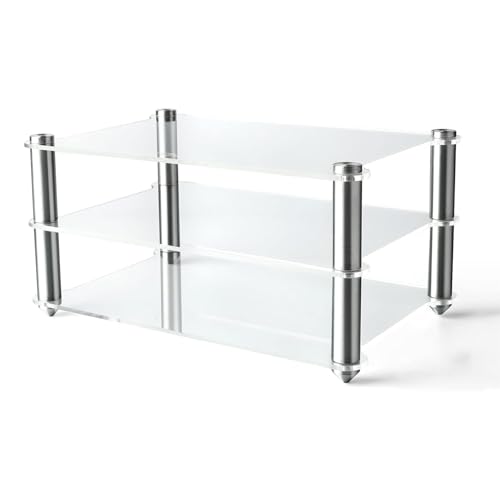 Mini Acrylic Audio Component Rack, Open 2-Layer Rack Aluminium Holders, Small Desktop Multimedia Storage, 3kg Load Capacity, for HiFi Audio Equipment Dac Amplifier Amp - color: A