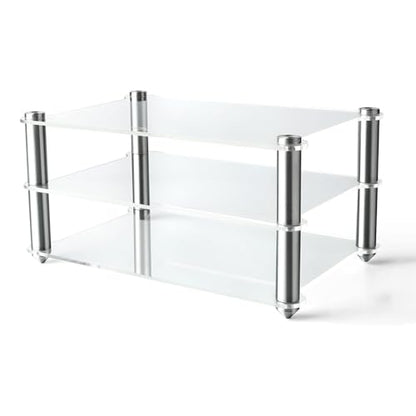 Mini Acrylic Audio Component Rack, Open 2-Layer Rack Aluminium Holders, Small Desktop Multimedia Storage, 3kg Load Capacity, for HiFi Audio Equipment Dac Amplifier Amp - color: A