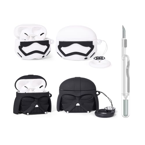 (2Pack+Cleaner Pen) XMBYGY Case for Apple AirPods Pro 2nd/1st Generation Wireless Earbuds with Cleaning Pen Kit, Silicone Cute Charging Case Shockproof Protective Cover for AirPods Pro 1/2 (SDBK+WT) - color: SDBK+WT