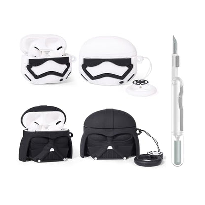 (2Pack+Cleaner Pen) XMBYGY Case for Apple AirPods Pro 2nd/1st Generation Wireless Earbuds with Cleaning Pen Kit, Silicone Cute Charging Case Shockproof Protective Cover for AirPods Pro 1/2 (SDBK+WT) - color: SDBK+WT