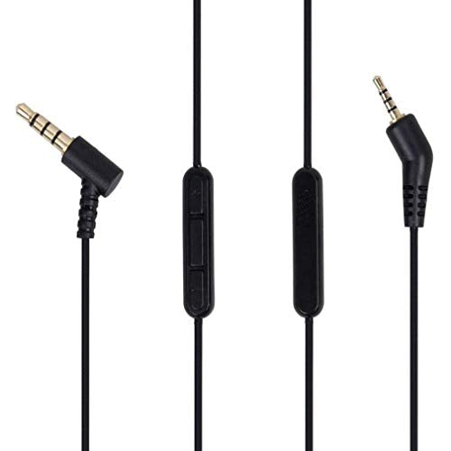QC3 Replacement Audio Cable Cord for Bose Quietcomfort 3 QC3 Headphone with Inline Mic Volume Control 1.4 Meters 3.5mm to 2.5 mm Cable for iOS Android System (Built-in Microphone)