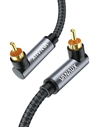 VANAUX 90 Degree RCA Cable,Right Angle Subwoofer Cable,Digital Coaxial Audio Cord,Nylon Braided,Gold-Plated,Male to Male for Hi-Fi Systems,HDTV,Sound Bar,PS4 (Double 90°, 3ft/1m) - size: 3 ft, style: Double 90°