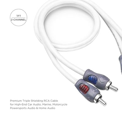 RECOIL RMI21 2-Channel 1ft RCA Audio Interconnects Cable Triple-Shielded
