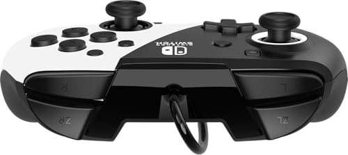 PDP REMATCH Enhanced Wired Power Nintendo Switch Pro Controller, Officially Licensed Switch Lite/OLED Compatible Gamepad, Customizable Programmable Buttons, Black and White - color: Black/White