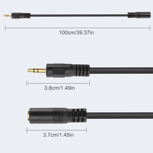 MEIRIYFA 3 Pole 2.5mm to 3.5mm Stereo Jack Adapter Cable | 2.5mm Mono Male to 3.5mm Female TRS Headset Audio Extender Cable for Headphone -1M (2PCS)